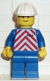 LEGO trn051 Red & White Stripes - Blue Legs, White Construction Helmet
